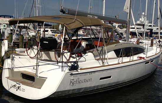 The Jeanneau 44 DS docked