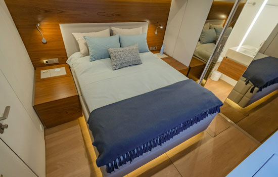 One of the cabins of the Sunreef 80 Catamaran