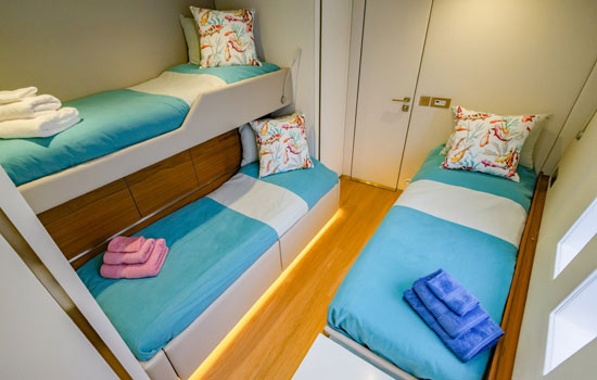 One of the cabins of the Sunreef 80 Catamaran