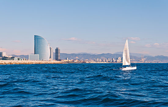 Boat sailing in Barcelona