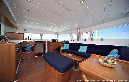 Spacious interior of the  Lagoon 420