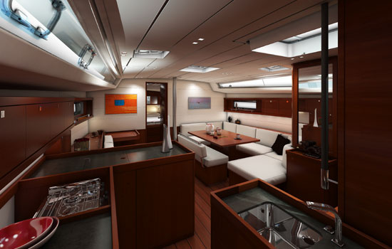 Salon and galley of the  Oceanis 485