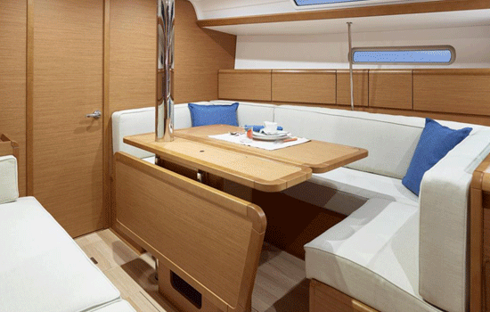 Spacious interior of the Jeanneau 38